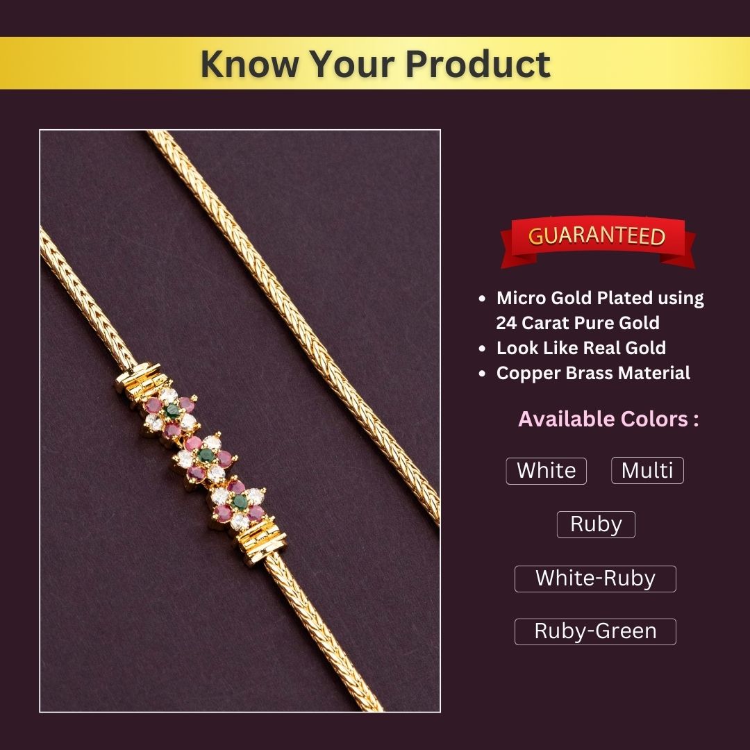 Micro Gold Plated Mugappu Chains Measurement Image - Sasitrends