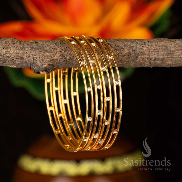 Sasitrends | Exquisite Micro Gold Plated Para Stones Set of 4 Bangles