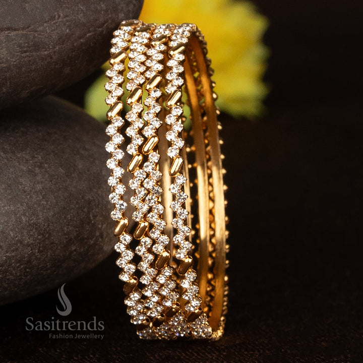 Stunning Micro Gold Plated Zig-Zag Cut Bangles – One Gram -  Sasitrends