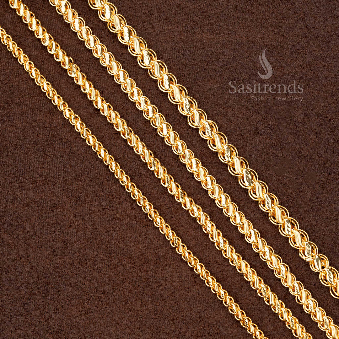 Traditional long necklace with leaf patterns in one gram micro gold plating, designed for an elegant and luxurious appearance - Sasitrends