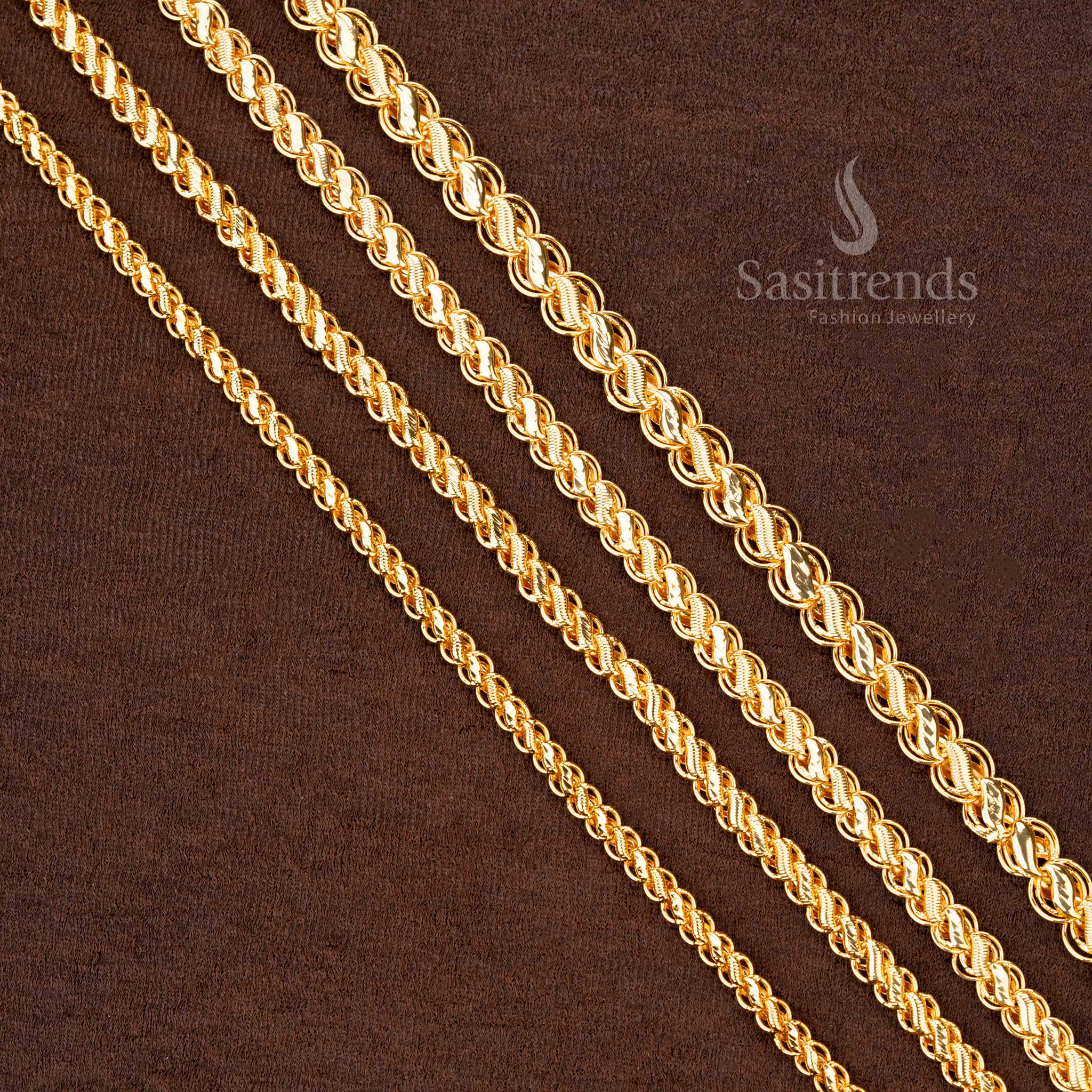 Traditional long necklace with leaf patterns in one gram micro gold plating, designed for an elegant and luxurious appearance - Sasitrends