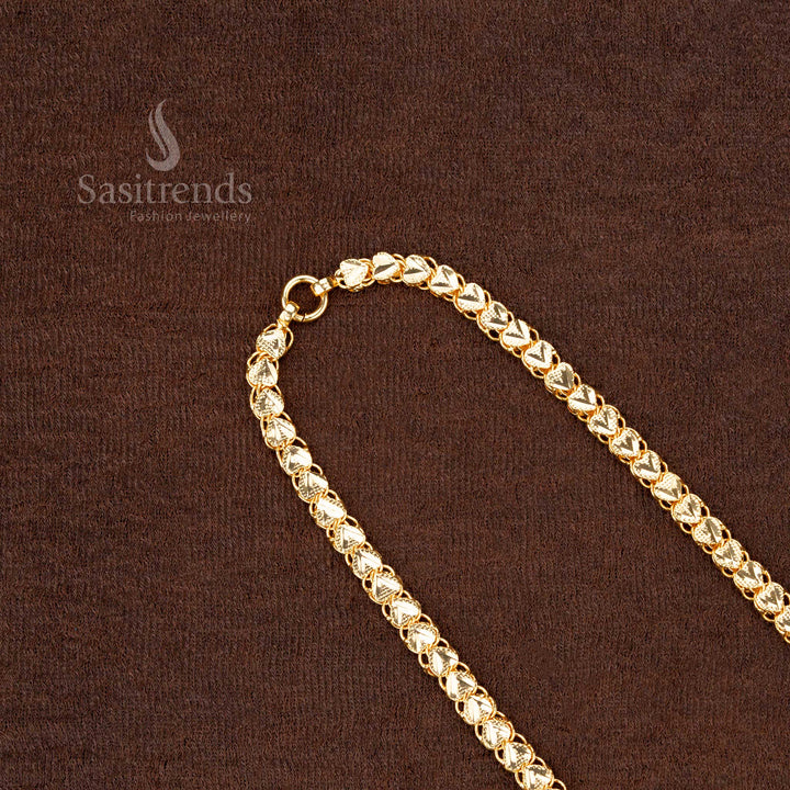 Exquisite Micro Gold Plated Heart Design Chain – 24K Gold Polish South Indian Traditional Jewellery with a Royal and Stylish Touch - Sasitrends