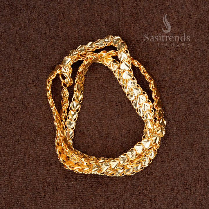 Trendy Micro Gold Plated 24K Heart Shape Chain – Delicate Design Partywear Ethnic Jewellery for Women with a Luxurious and Chic Finish - Sasitrends