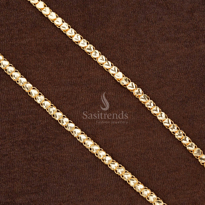 Handcrafted 24K Micro Gold Plated Heart Shape Chain – Bridal Antique Style Trendy Jewellery for a Grand and Timeless Appearance - Sasitrends