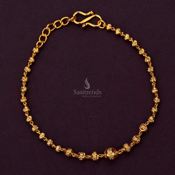 Charming micro gold plated bracelet with intricate ball detailing - Sasitrends