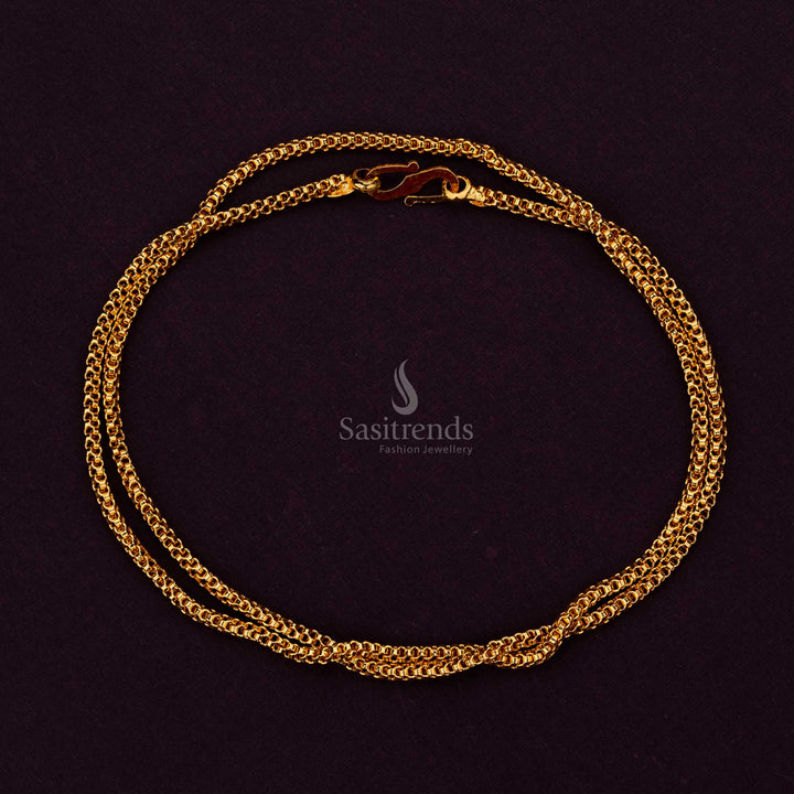 Elegant Micro Gold Plated Traditional Chain with Interlinked Design For Festive Wear - Sasitrends