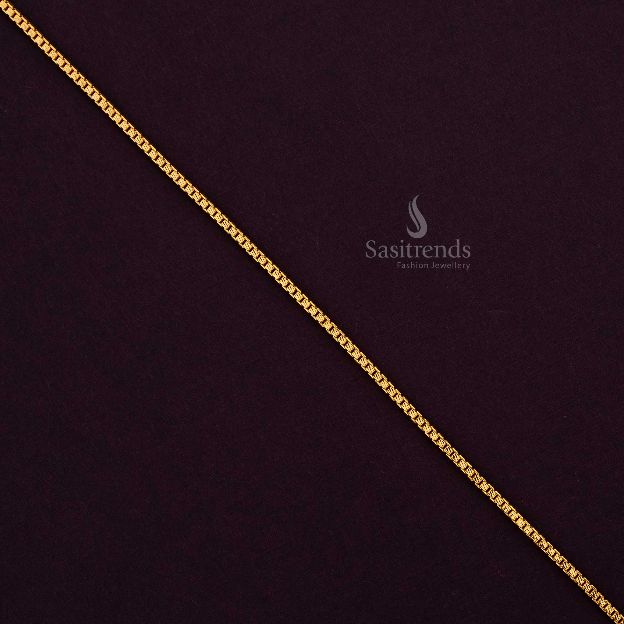 24 Carat Pure Gold Plated Box Link Chain with Intricate Weave Pattern - Sasitrends