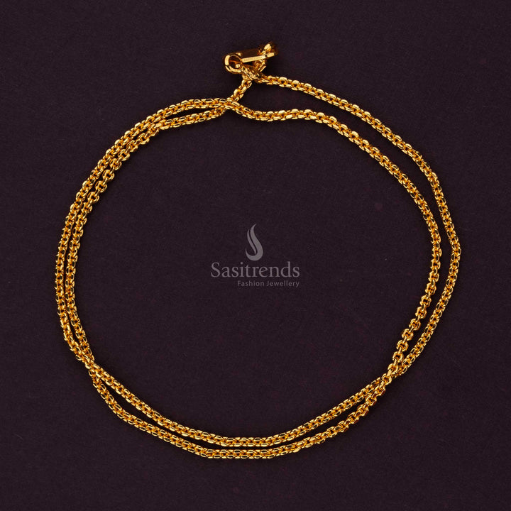 Gorgeous Micro Gold Plated Rope Link Chain with Textured Detailing For Saree Wear - Sasitrends