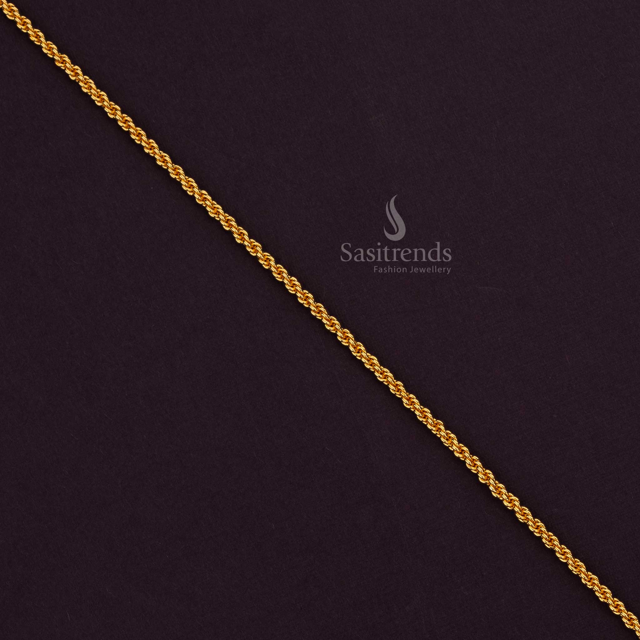 24 Carat Pure Gold Plated Rope Chain with Twisted Interlinked Design - Sasitrends