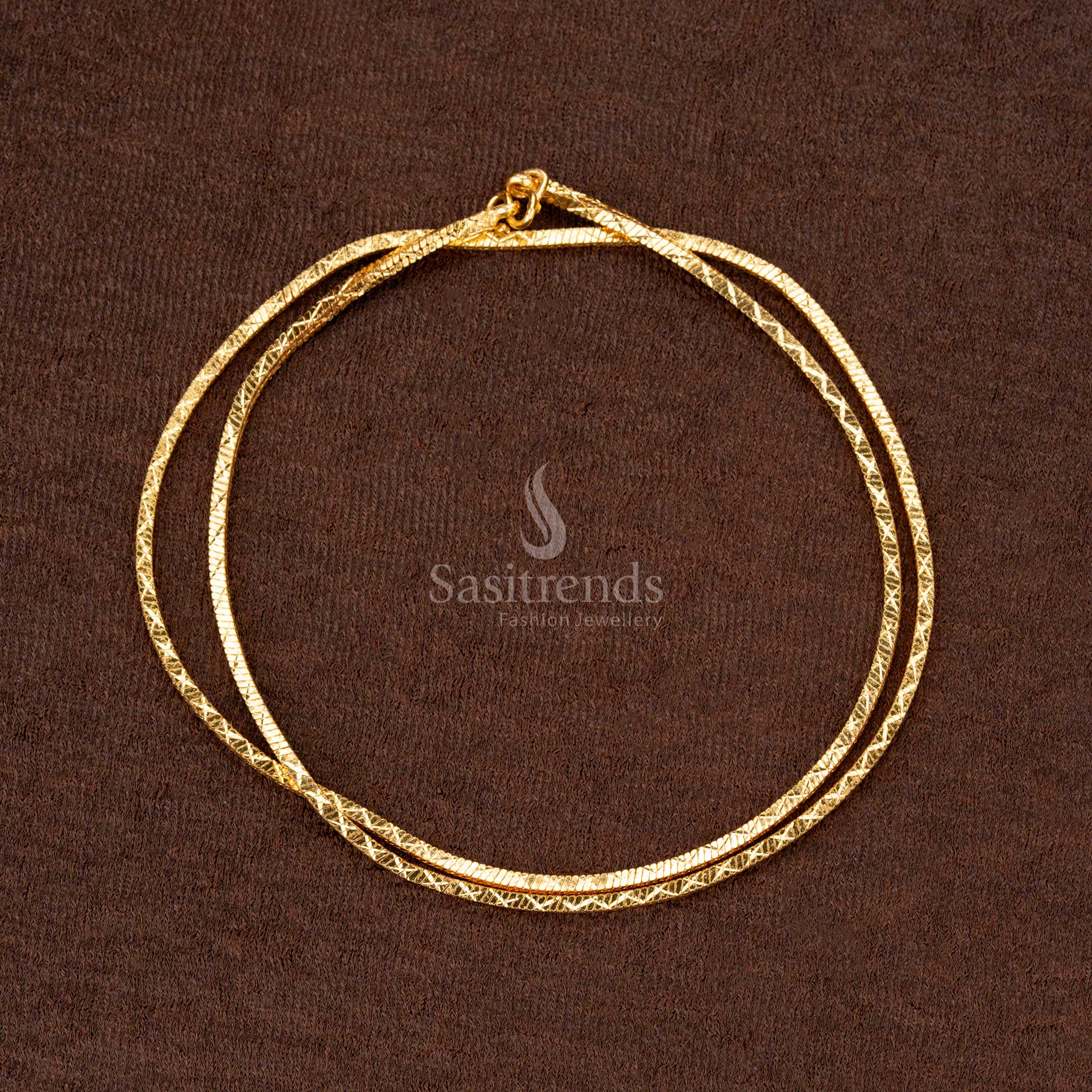 Micro Gold Plated Textured Diamond Cut Chain with Secure Clasp – Look Like Real Gold - Sasitrends