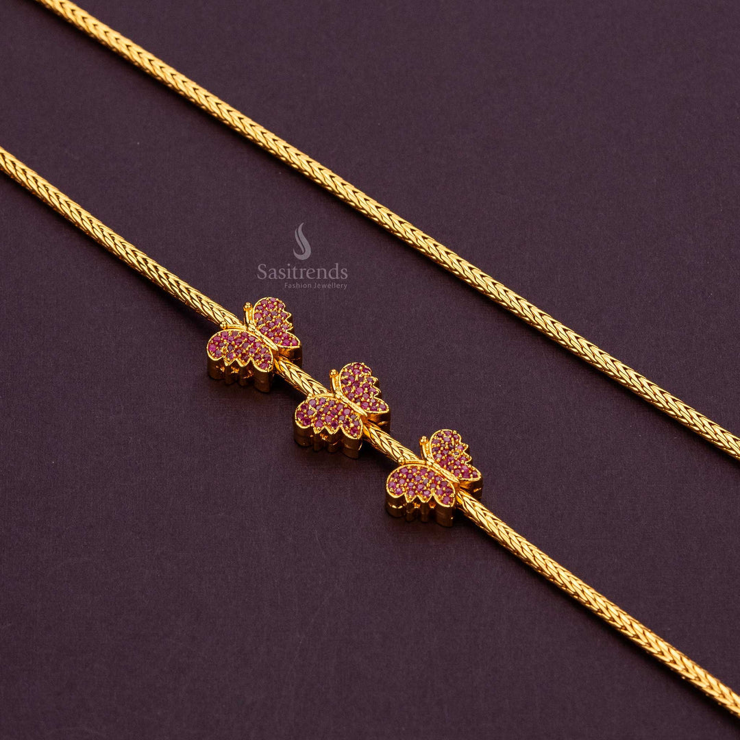 Micro Gold Plated Butterfly AD Stone Mugappu Chain – Sasitrends