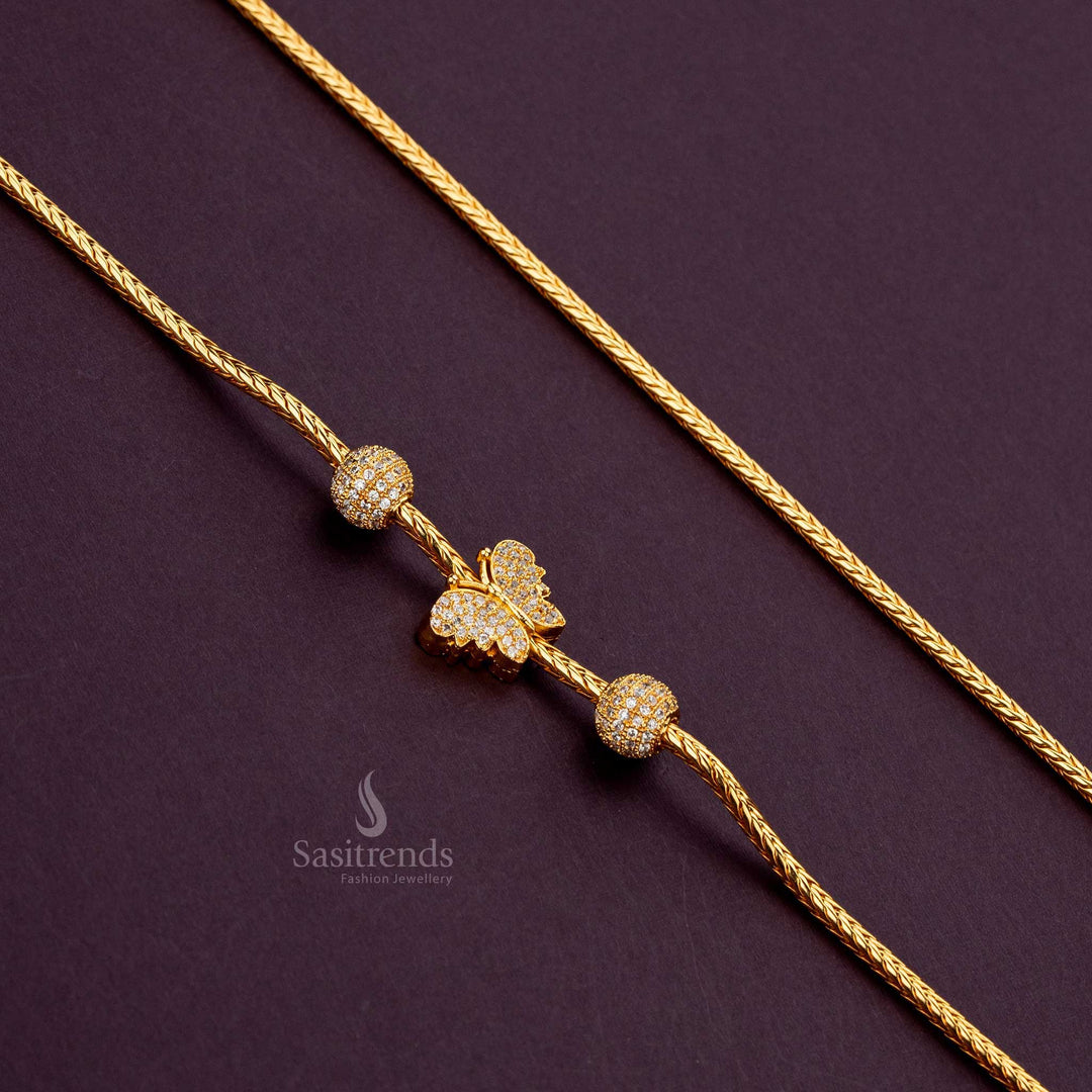 Micro Gold Plated Butterfly Mugappu Chain with AD Stones Sasitrends