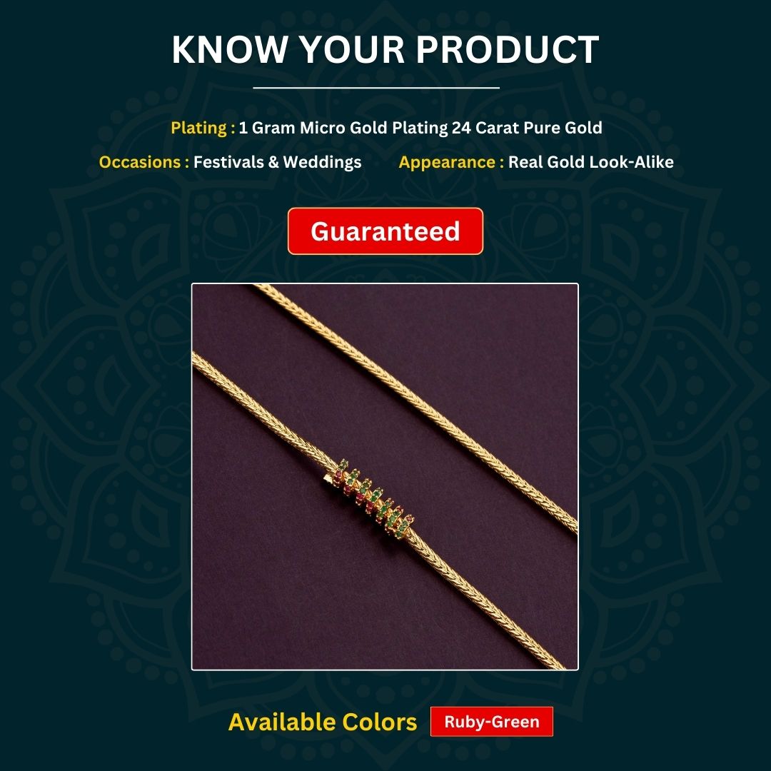 Micro gold plated Mugappu Chain Measurement Image -Sasitrends