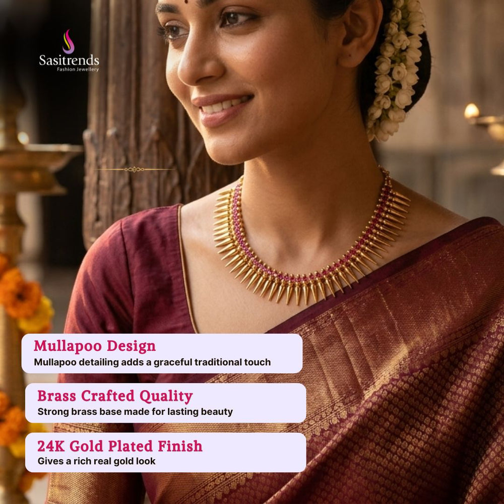 Guaranteed Micro gold plated kerala style mullapoo necklace - Sasitrends