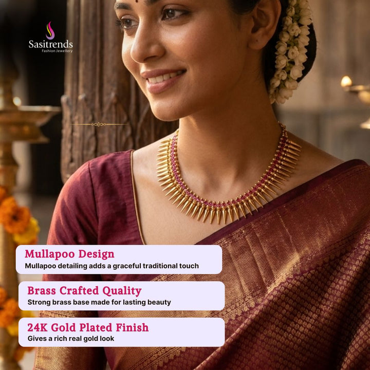 Guaranteed Micro gold plated kerala style mullapoo necklace - Sasitrends
