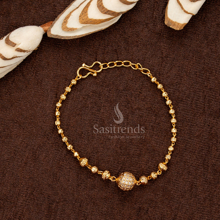 Micro gold plated bracelet with a bold arrangement of ball elements for a standout accessory - Sasitrends