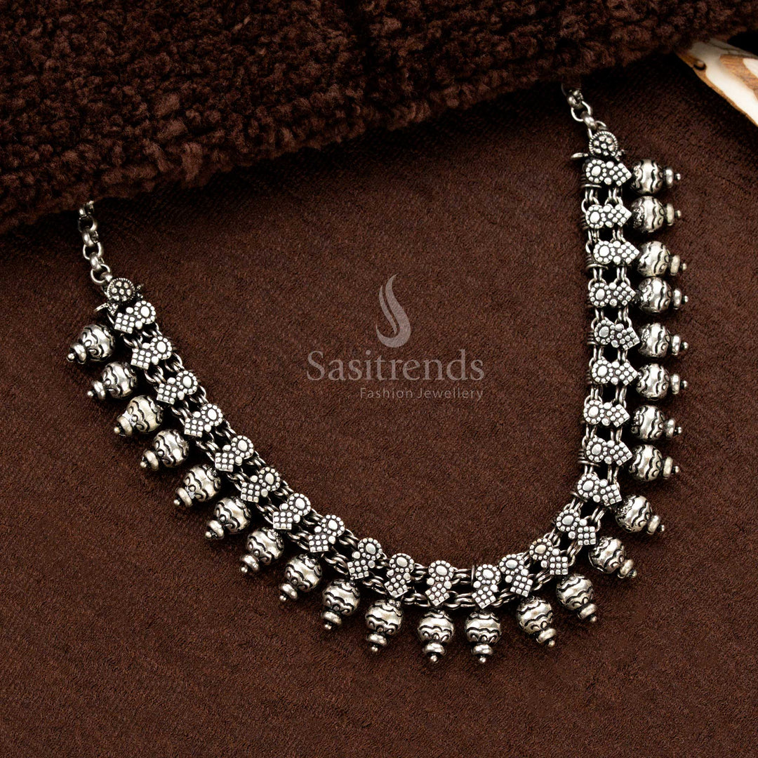 Traditional Oxidised Necklace with Dome Beads for Navaratri – Sasitrends