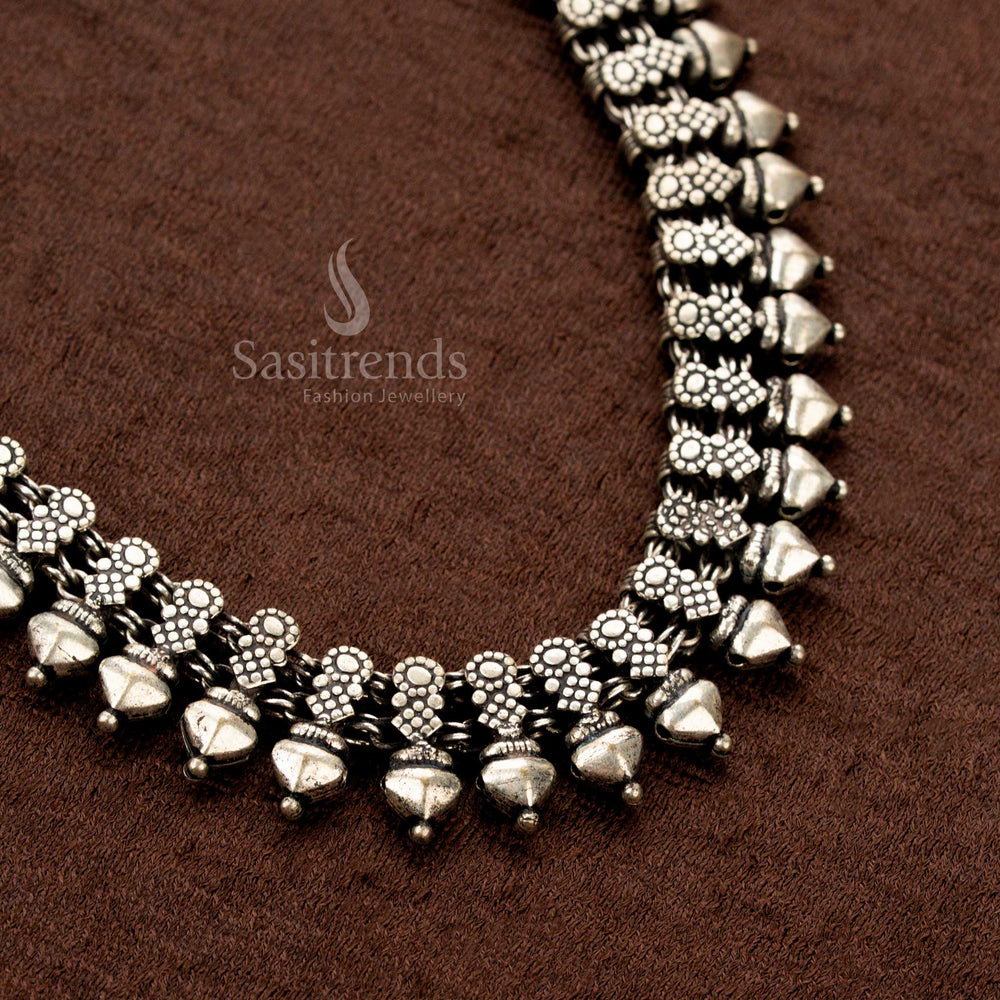 Bold Oxidised Kolapuri Necklace with cone charms – Sasitrends