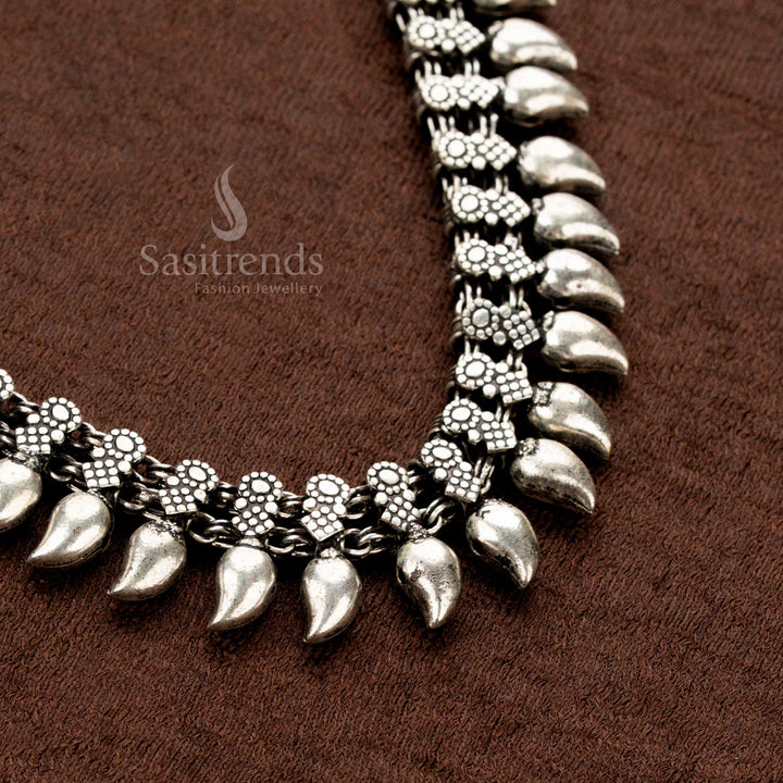 Oxidised German Silver Necklace with Mango Motifs – Sasitrends