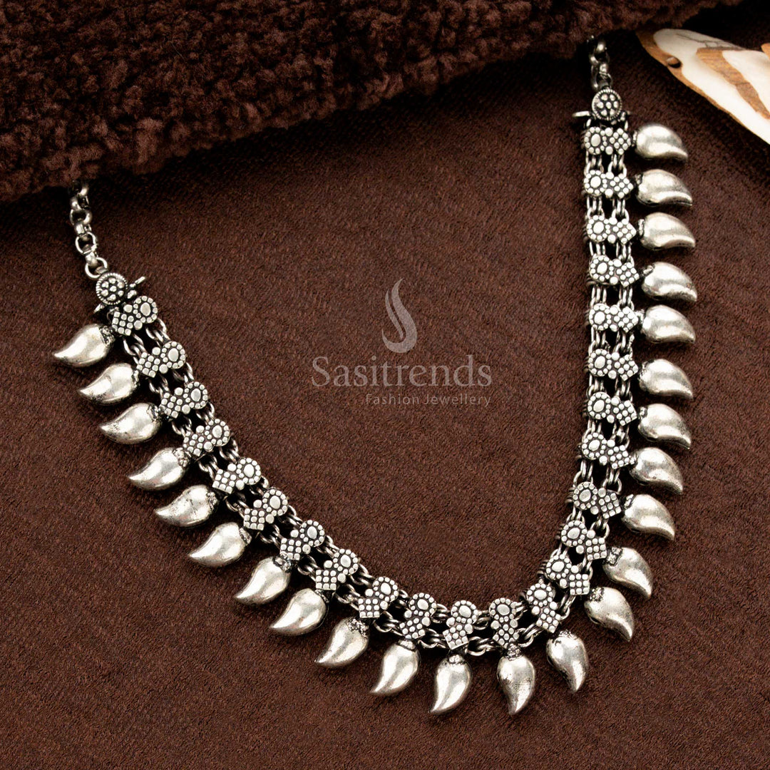 Traditional Floral Chain Necklace with Hanging Mango Elements