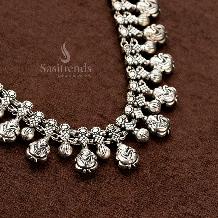 Antique Finish Ganesha Oxidised Necklace for Traditional Wear - Sasitrends