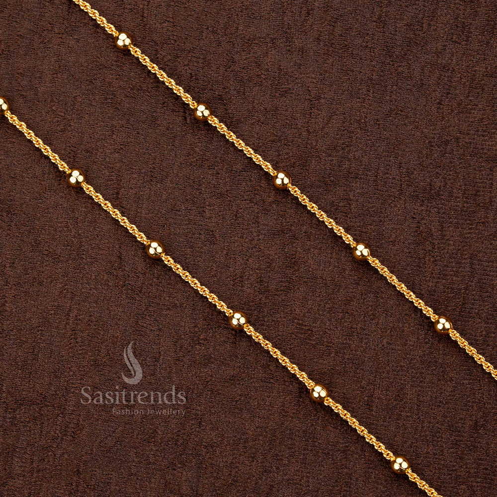 Traditional gold-look chain with polished round beads – one gram finish - Sasitrends