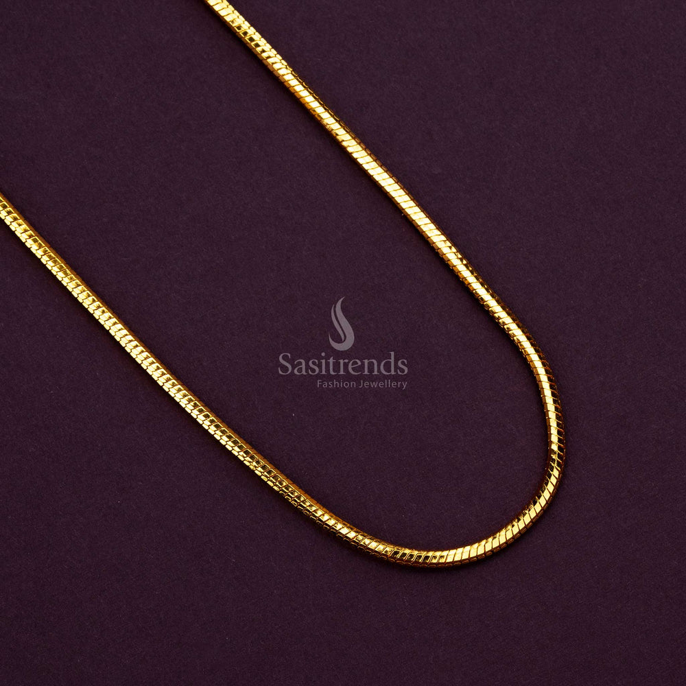 Micro Gold Plated Stylish Textured Chain Necklace for Temple Wear – Sasitrends
