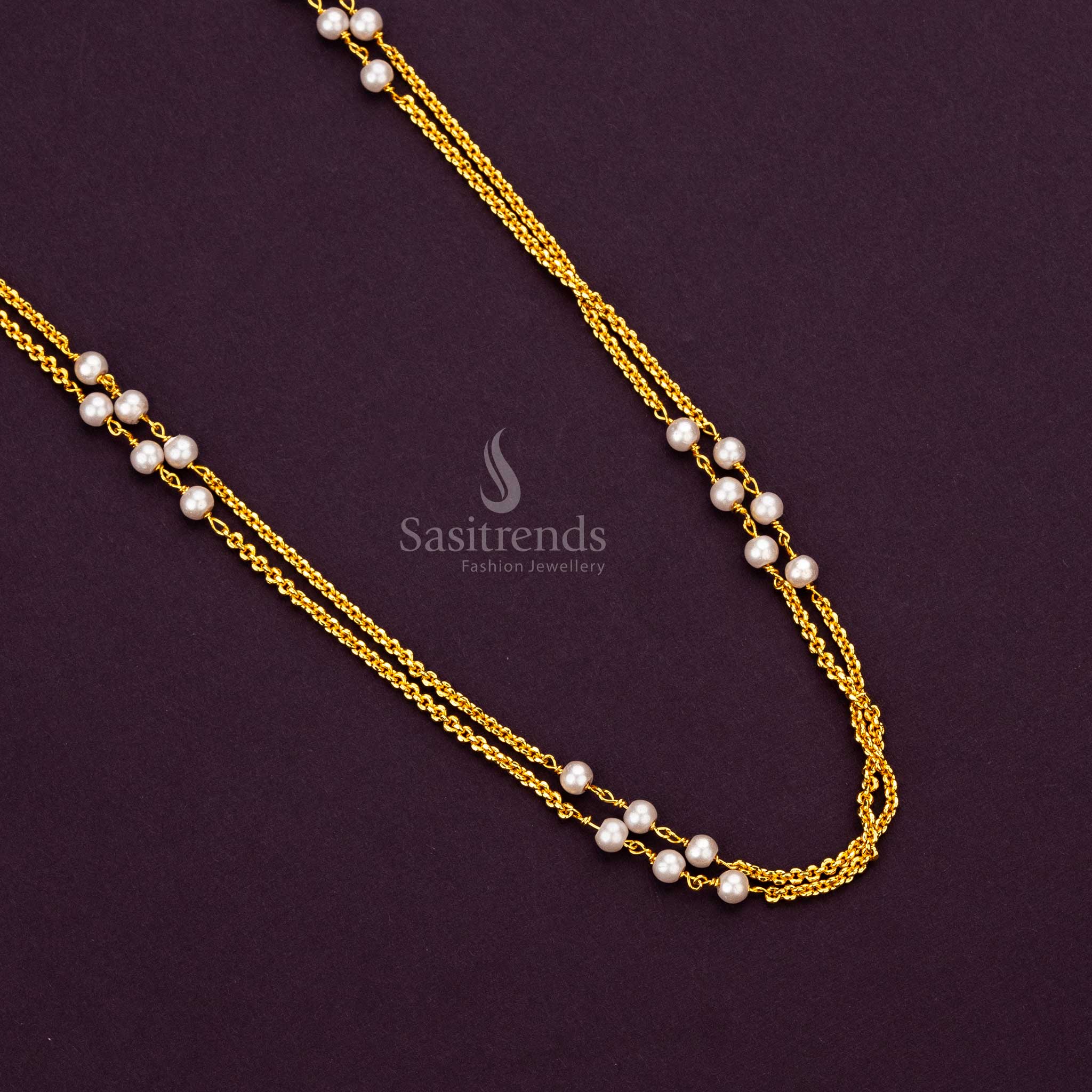 High-Quality Micro Gold Plated Layered Pearl Necklace – Sasitrends