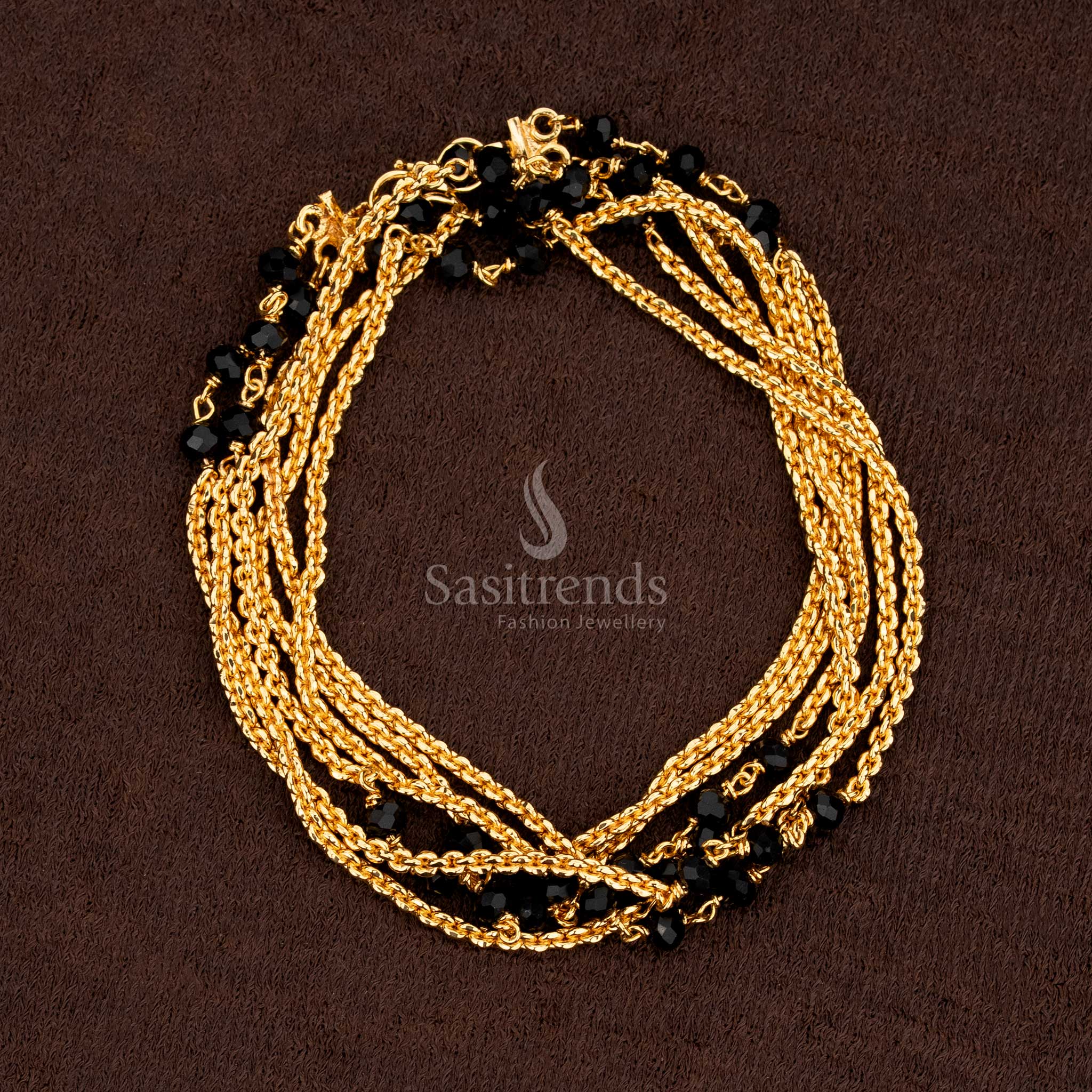 High-Quality Micro Gold Plated Double Layered Black Bead Necklace – Sasitrends