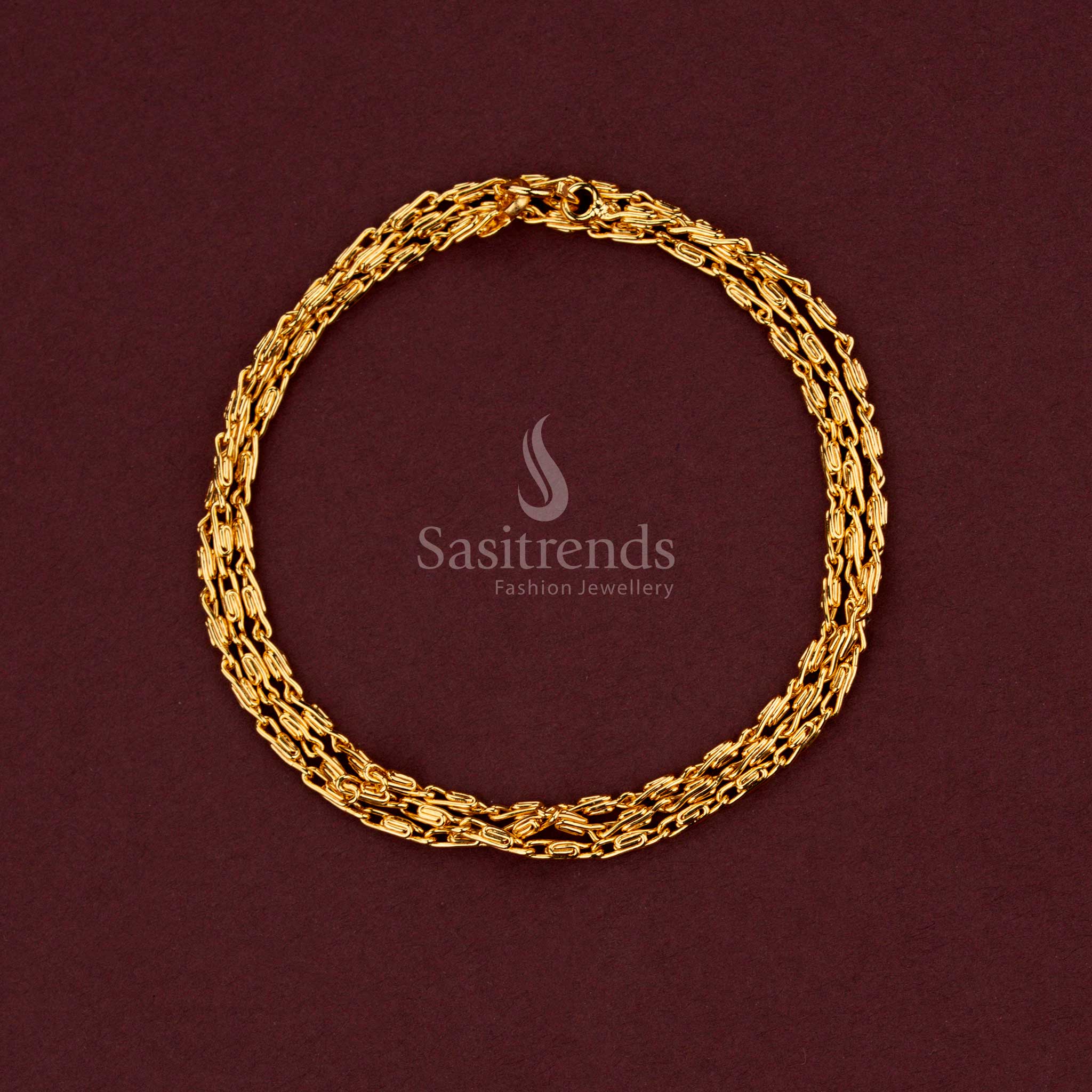 Minimalist micro gold plated neck chain with intricate link detailing designed  - Sasitrends.
