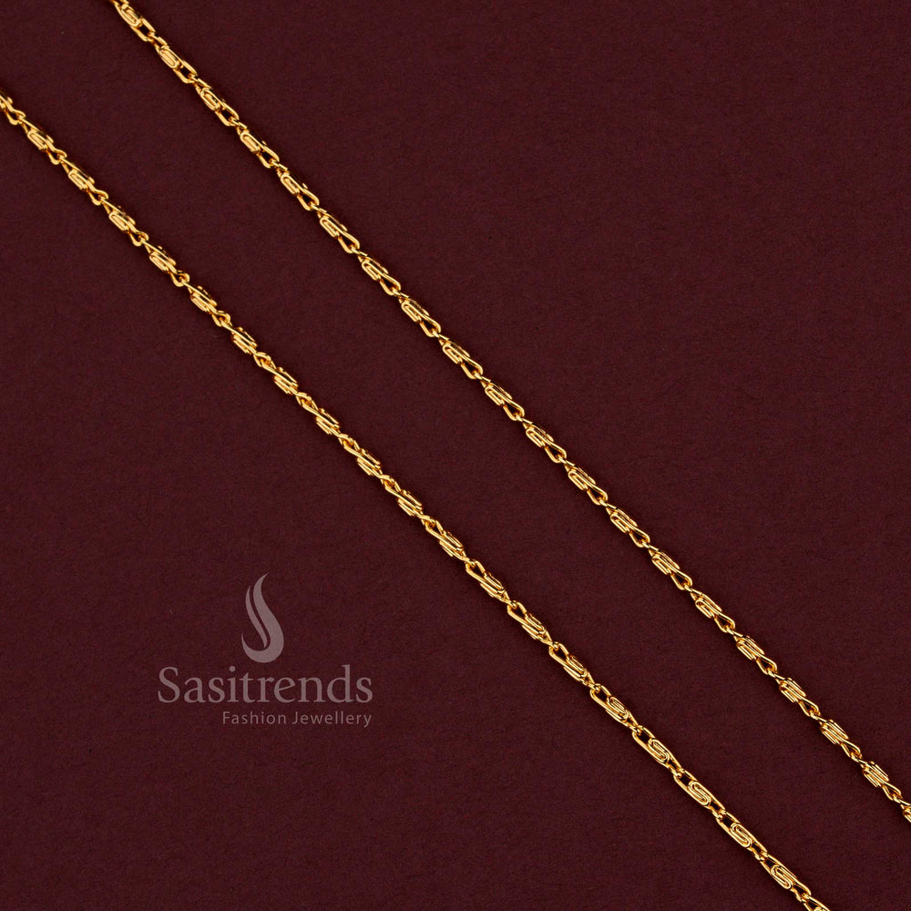 Minimalist micro gold plated neck chain with intricate link detailing designed  - Sasitrends.
