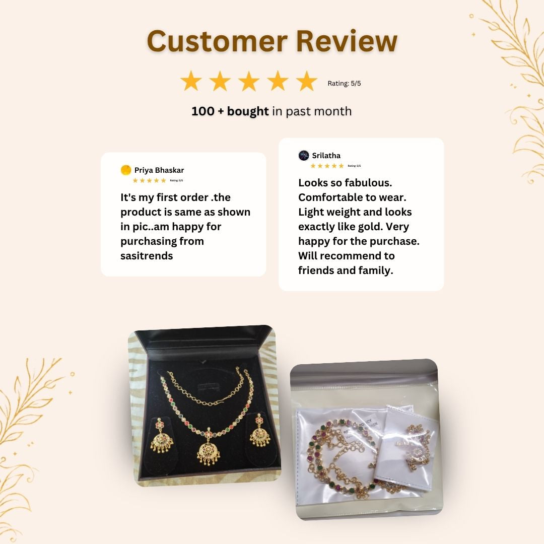 Guaranteed impon micro gold plated AD stone necklace sets - Sasitrends
