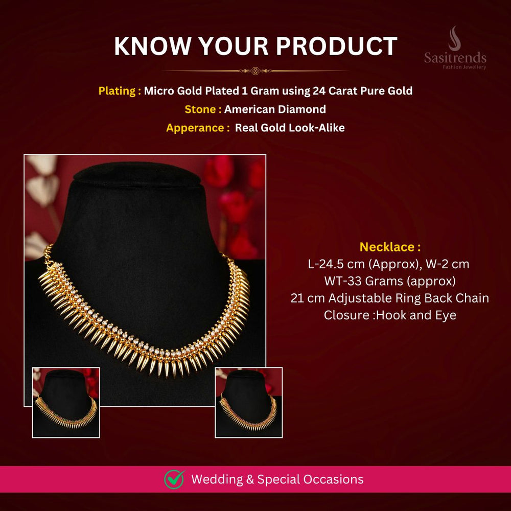 Micro Gold Plated AD necklace Measurement Image - Sasitrends
