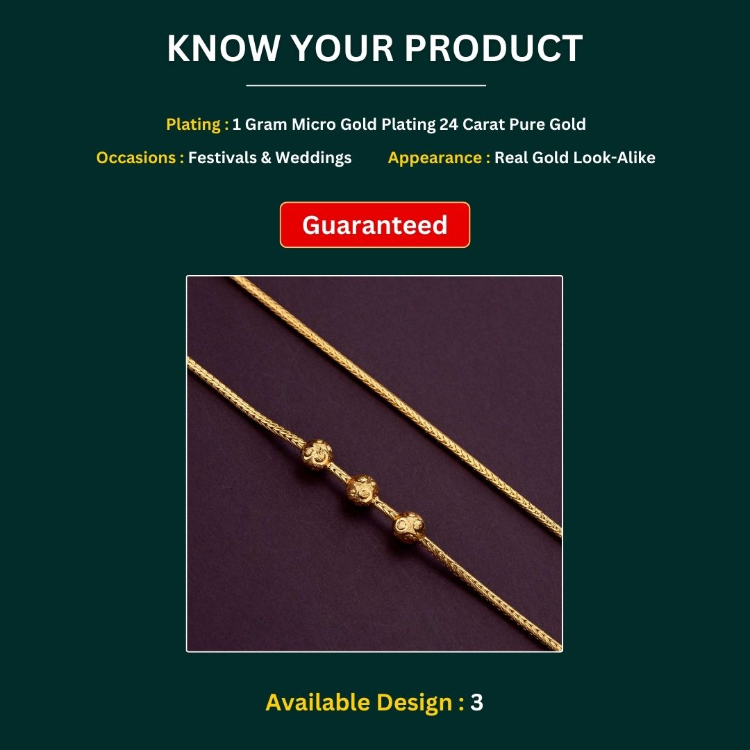 Micro gold plated Mugappu Chain Measurement Image -Sasitrends