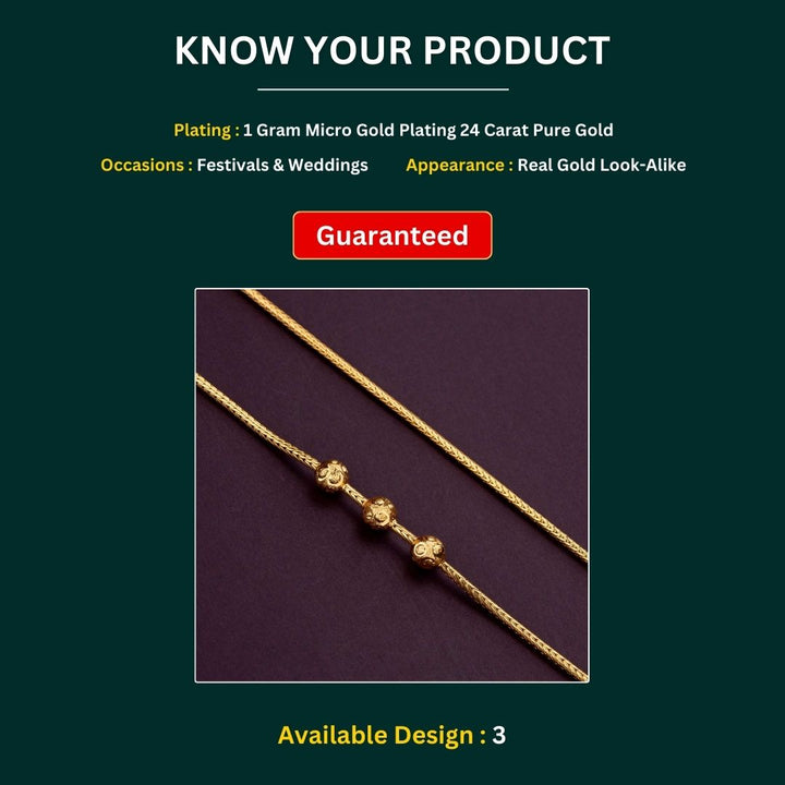 Micro gold plated Mugappu Chain Measurement Image -Sasitrends