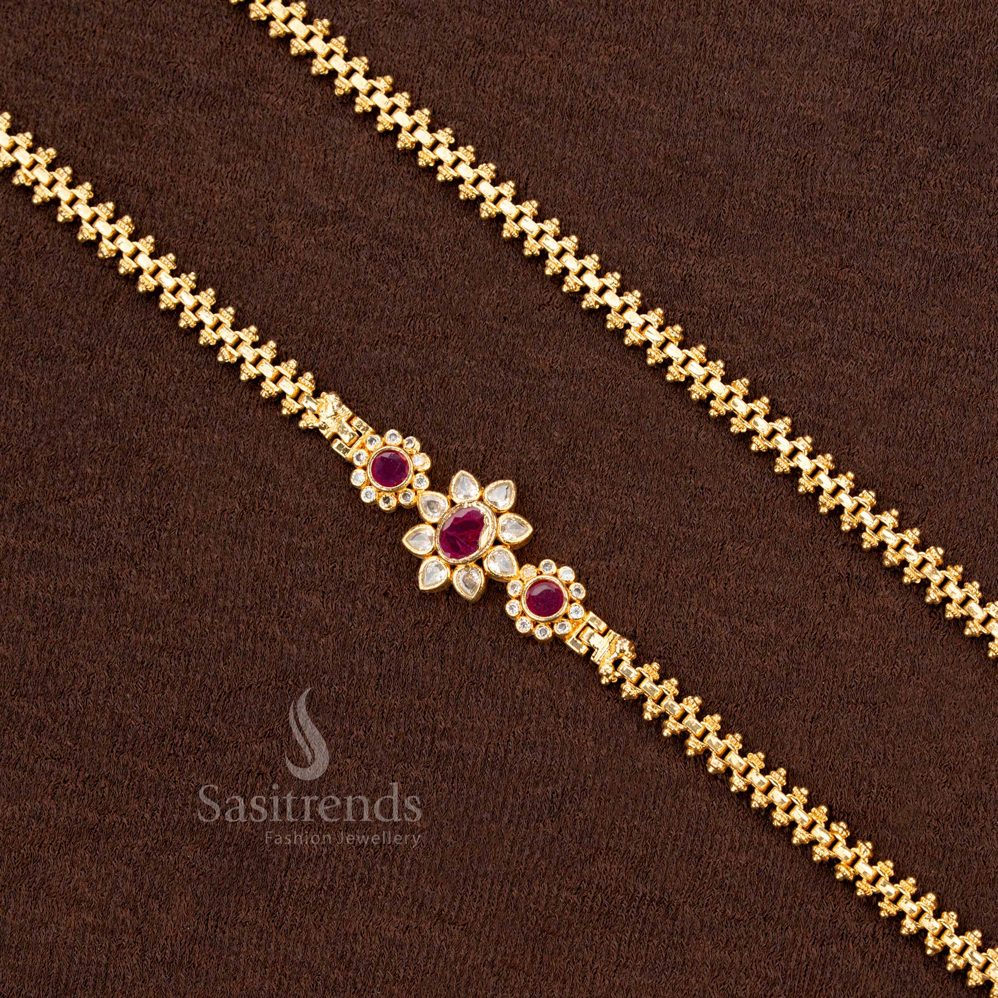 High-quality AD stone Mugappu chain for festive and traditional use – Sasitrends