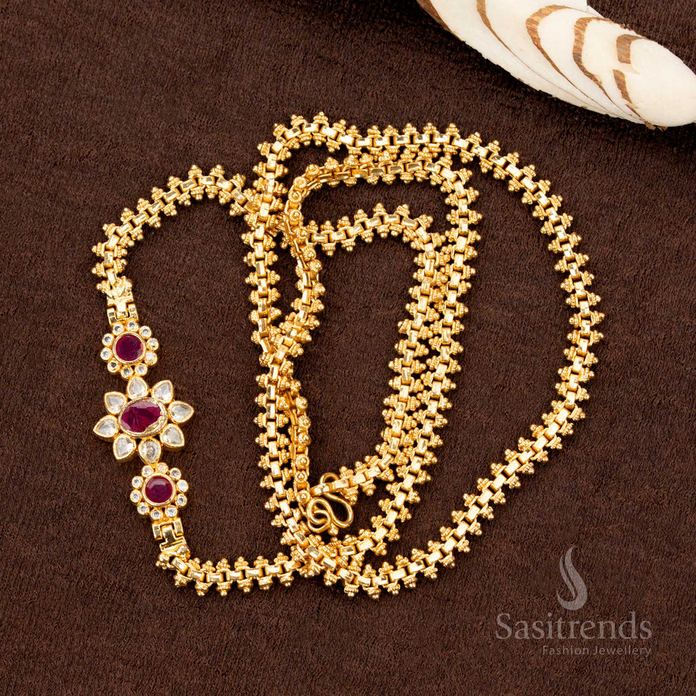 Micro Gold Plated traditional Mugappu chain for saree wear – Sasitrends