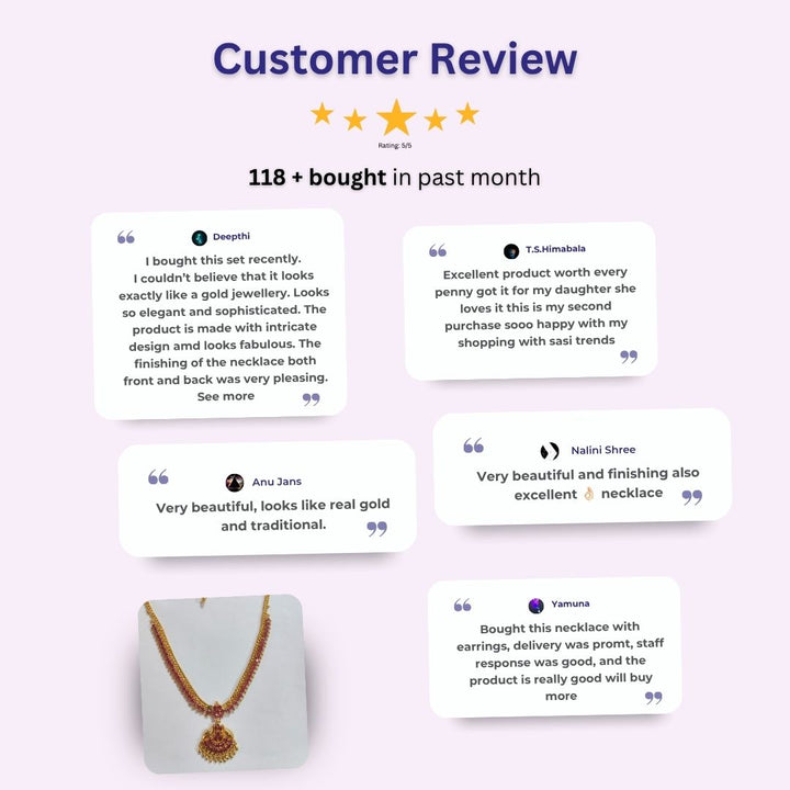 Customer review image showcasing a micro gold plated necklace set with real gold-like finish - Sasitrends.