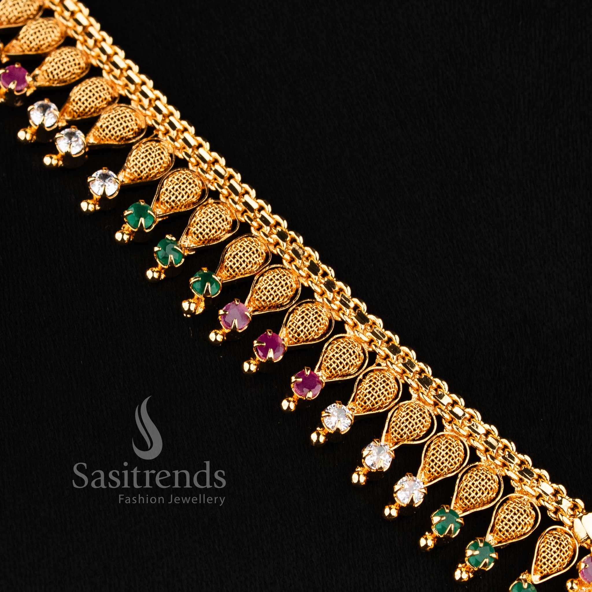 Stunning majestic micro gold plated multi floral pendant traditional necklace featuring intricate carving and rich cultural elegance - Sasitrends