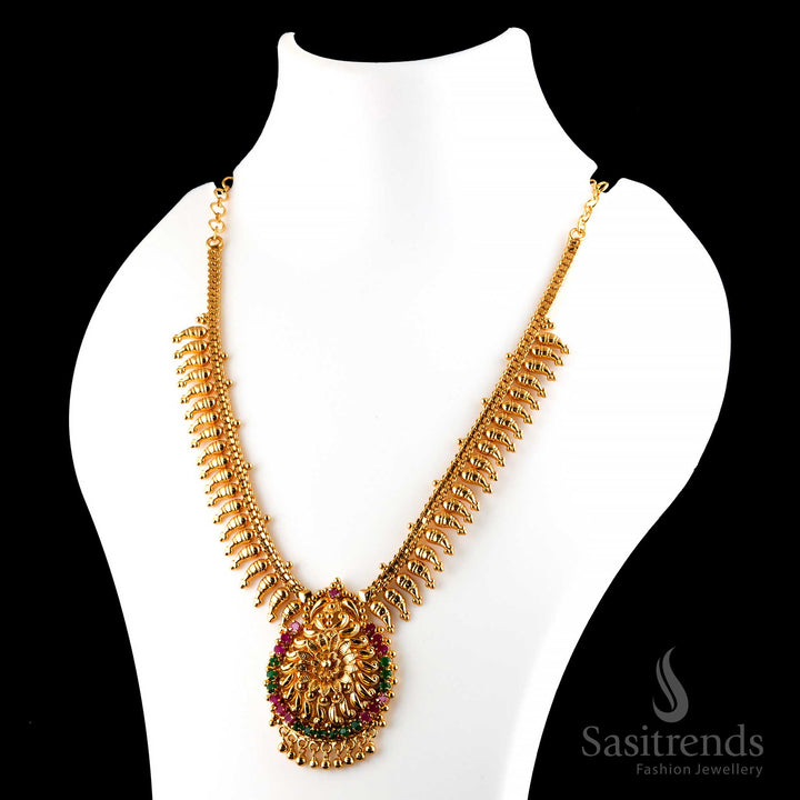 Sasitrends South Indian Premium Micro Gold Beads Necklace - Traditional Ethnic Design