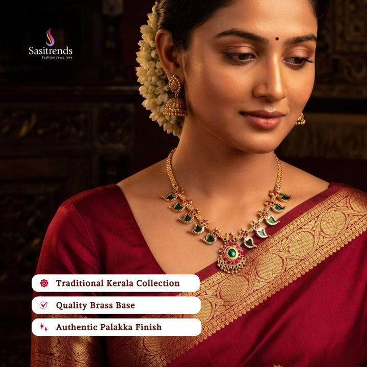 Guaranteed kerala style Micro gold plated AD stone palakka necklace - Sasitrends