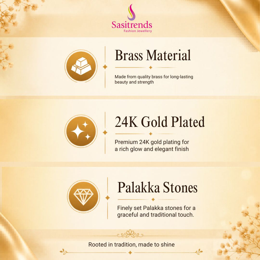 Guaranteed Micro gold plated AD stone palakka long necklace - Sasitrends