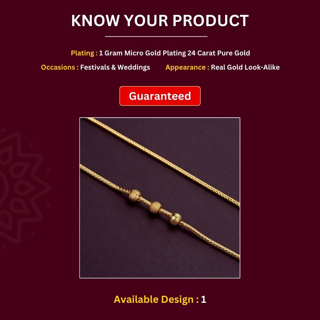 Micro gold plated Mugappu Chain Measurement Image -Sasitrends