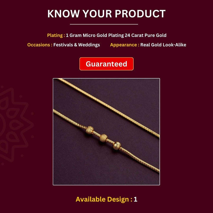Micro gold plated Mugappu Chain Measurement Image -Sasitrends
