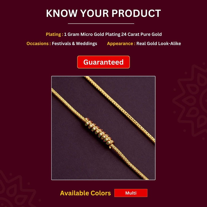 Micro gold plated Mugappu Chain Measurement Image -Sasitrends