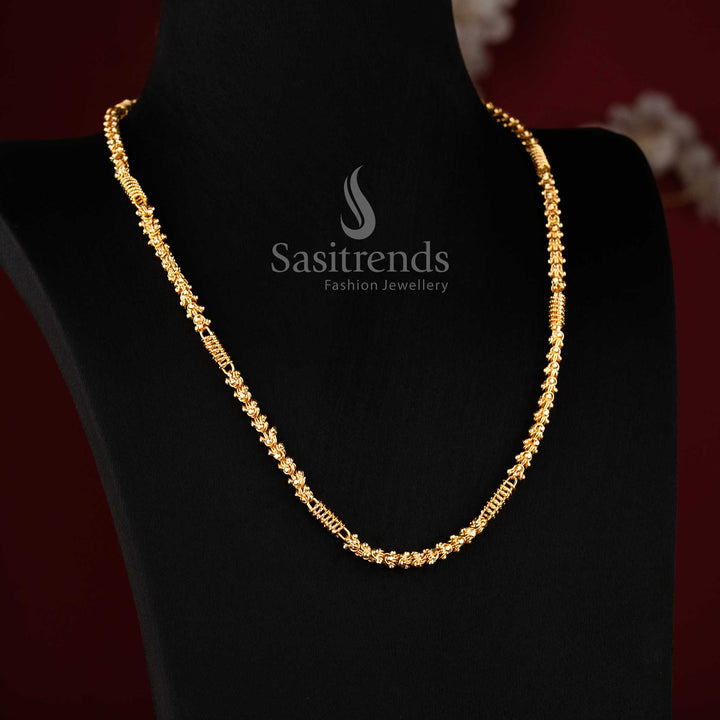 Elegant Globe and Textured Barrel Micro Gold Plated Neck Chain with Guaranteed  - Sasitrends