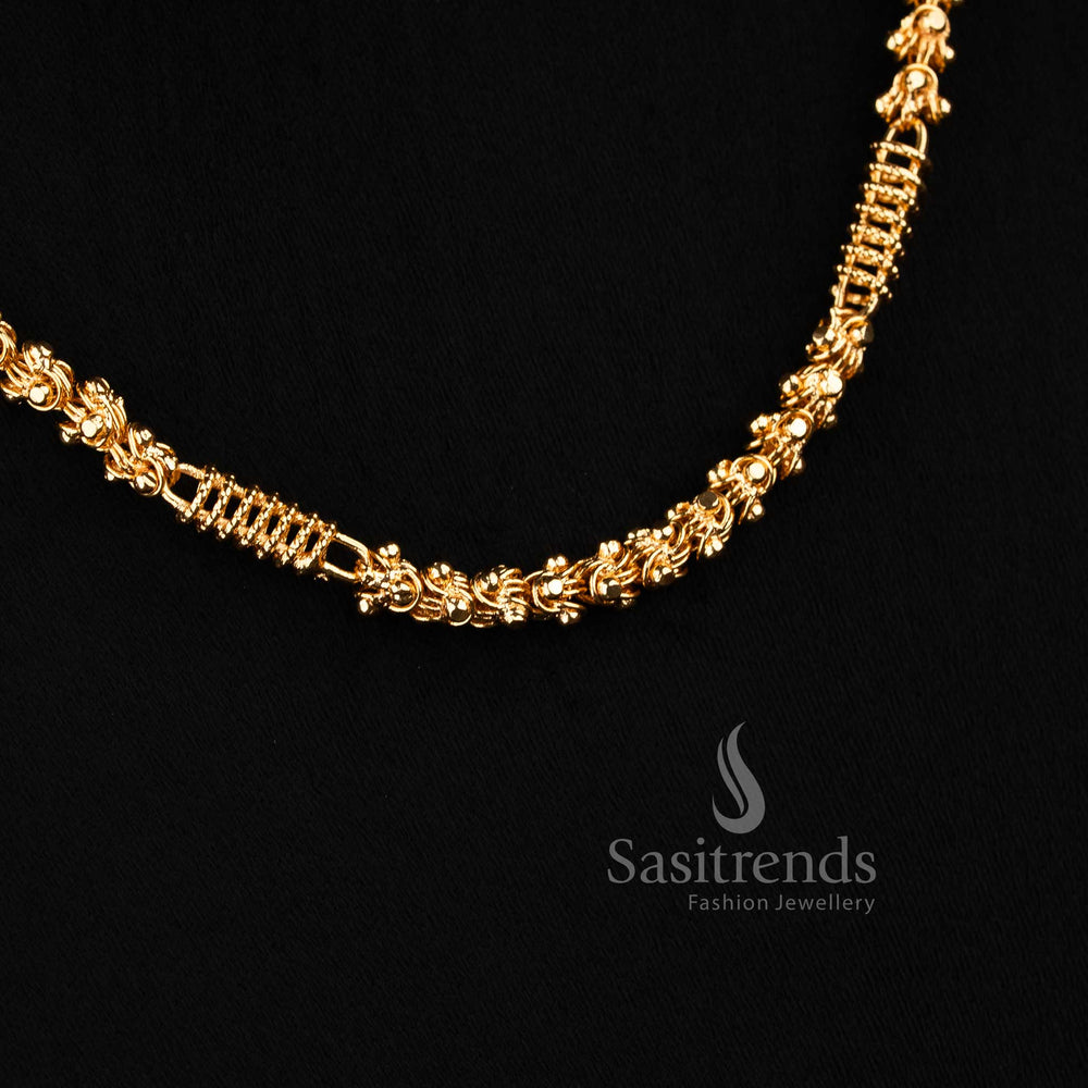 Traditional South Indian style globe and barrel neck chain with a guaranteed high-shine gold finish 1383B