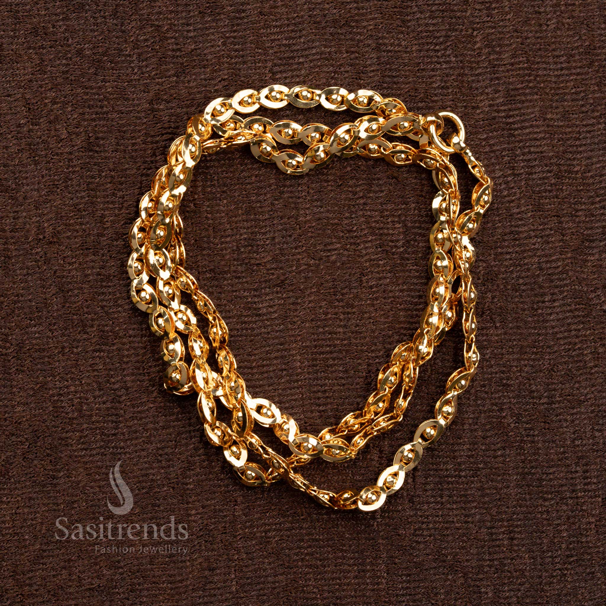Adorn your neckline with this Luxurious One Gram Micro Gold Plated Chain, featuring an intricate twist pattern - Sasitrends