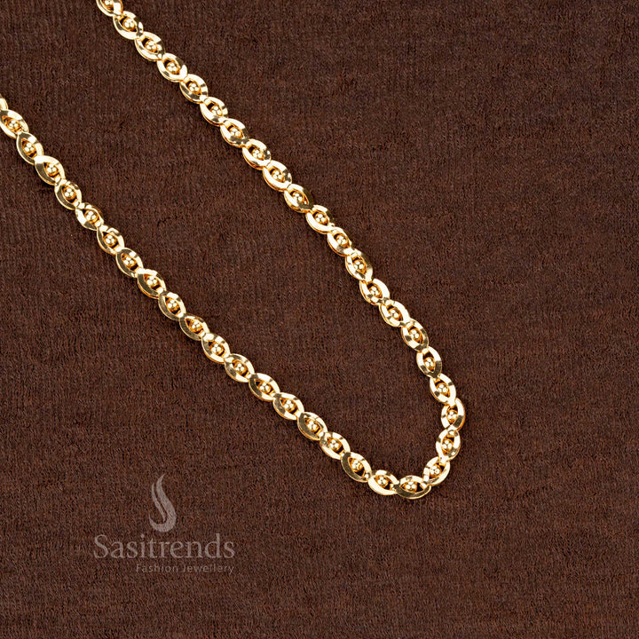 Experience the elegance of a Guaranteed One Gram Micro Gold Plated Chain with Intricate Twist Design, a premium traditional Indian jewellery piece - Sasitrends