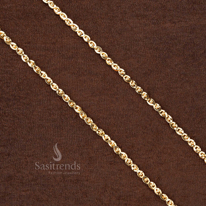 Crafted with precision, this Intricate Twist Design One Gram Micro Gold Plated Chain is an authentic Indian jewellery piece - Sasitrends